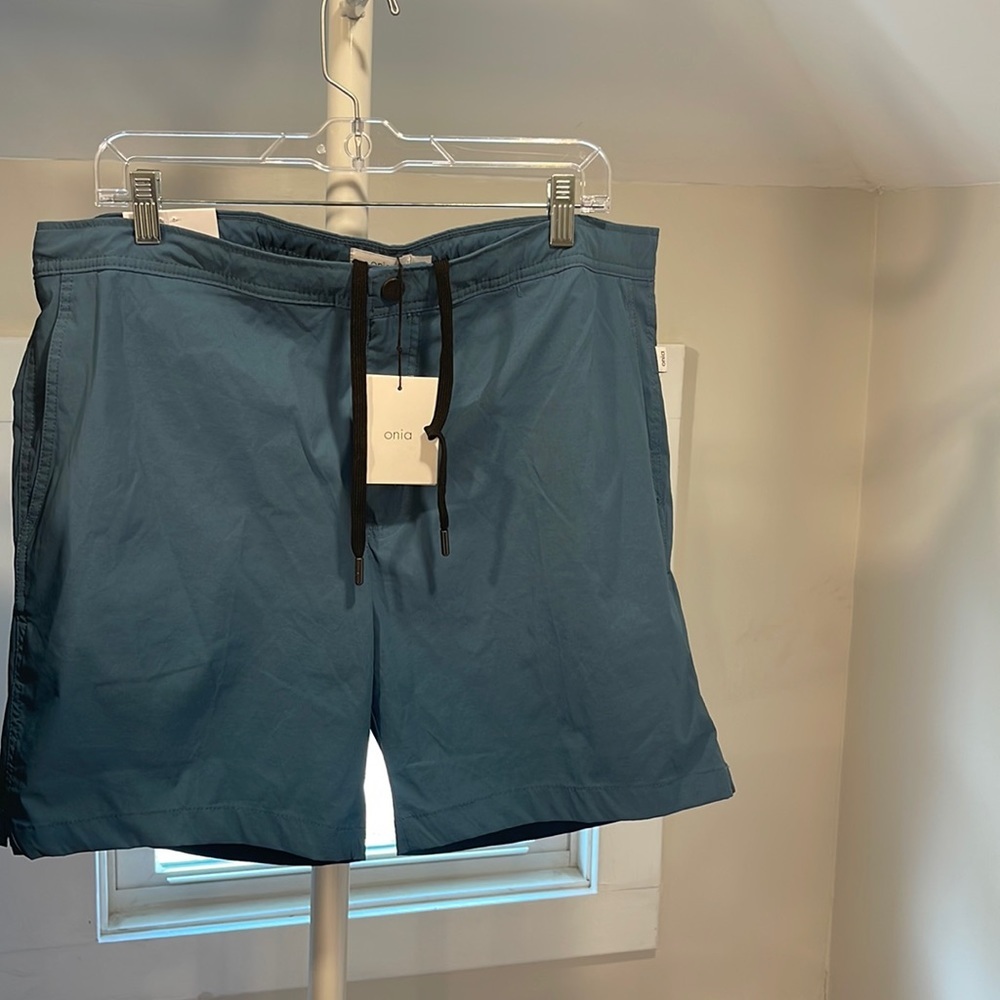 NWT- Onia Men's Calder 7.5" Lined Swim Trunks- Deep Ocean, Size 38